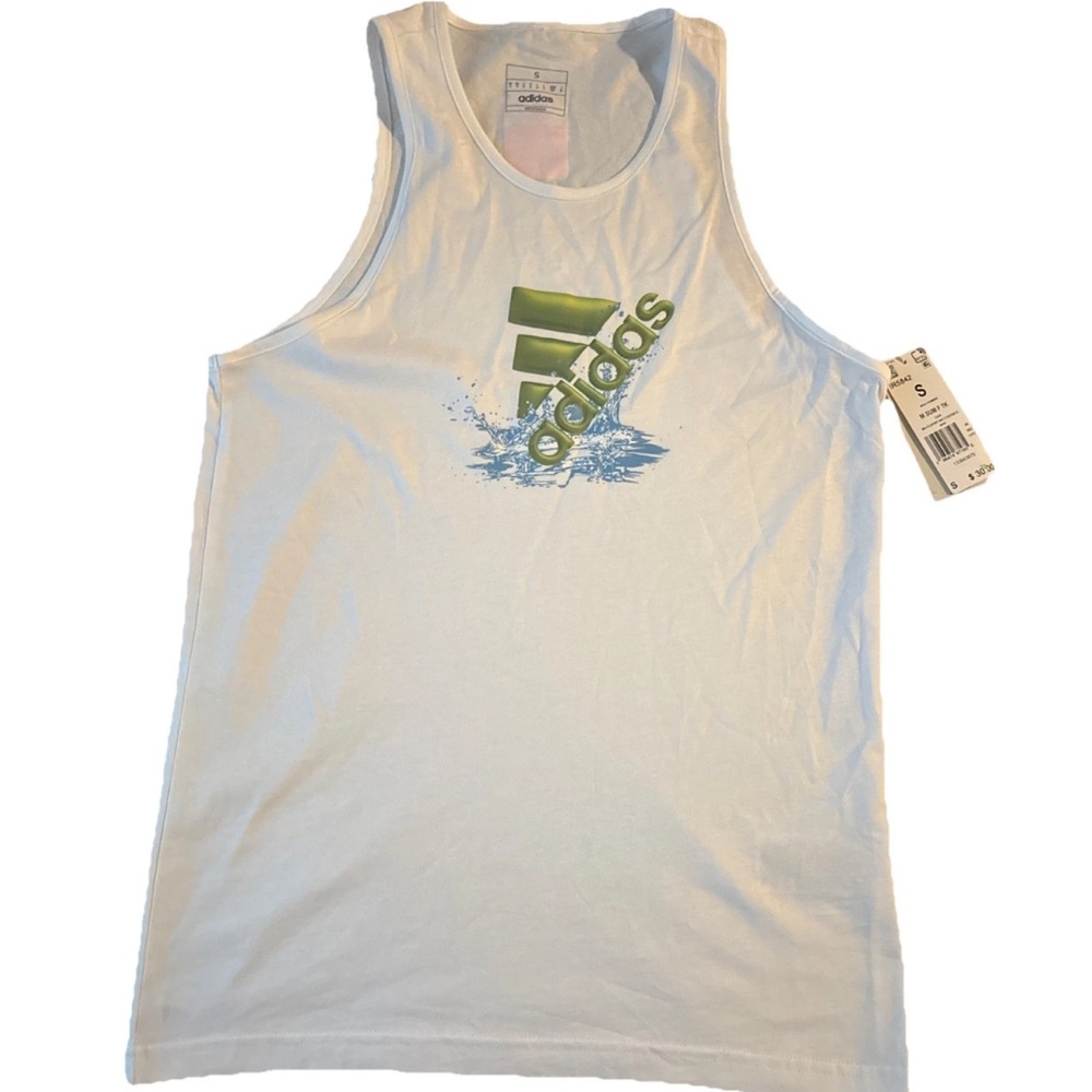 Adidas Men's  Pool Shoes Only Sport Tank Top IR5842 White Multi Sports Small